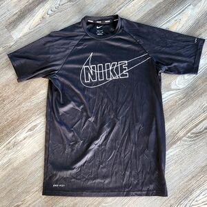 Nike Dri Fit Hydroguard Swim Shirt Men S Black Rashguard Raglan UPF 40+ Crewneck